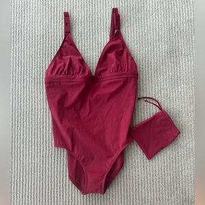 Hermes Burgundy One Piece Swimsuit